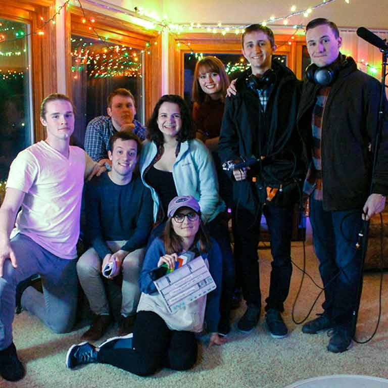 A group of students on a video set